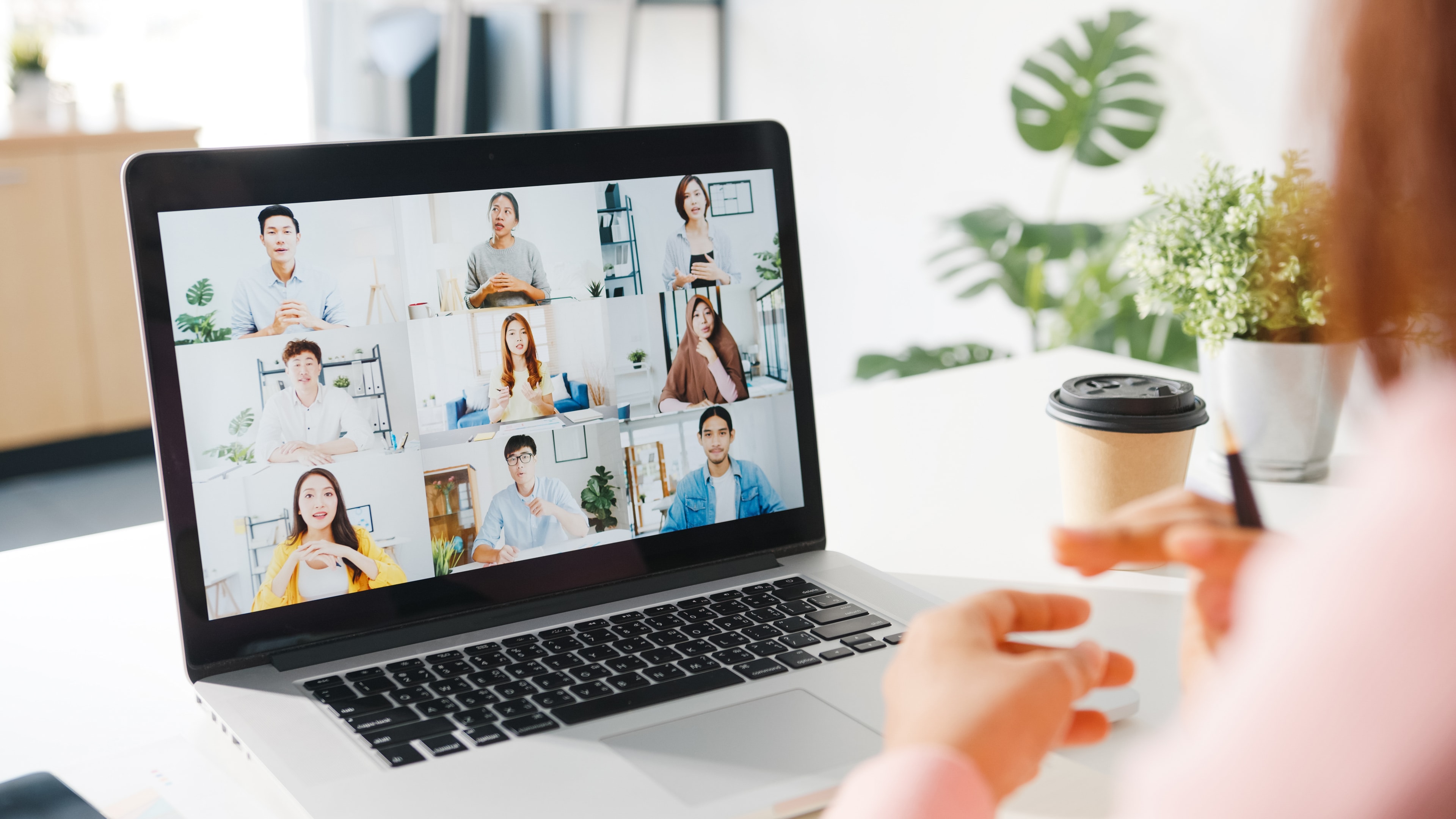 Online English speaking class via video call